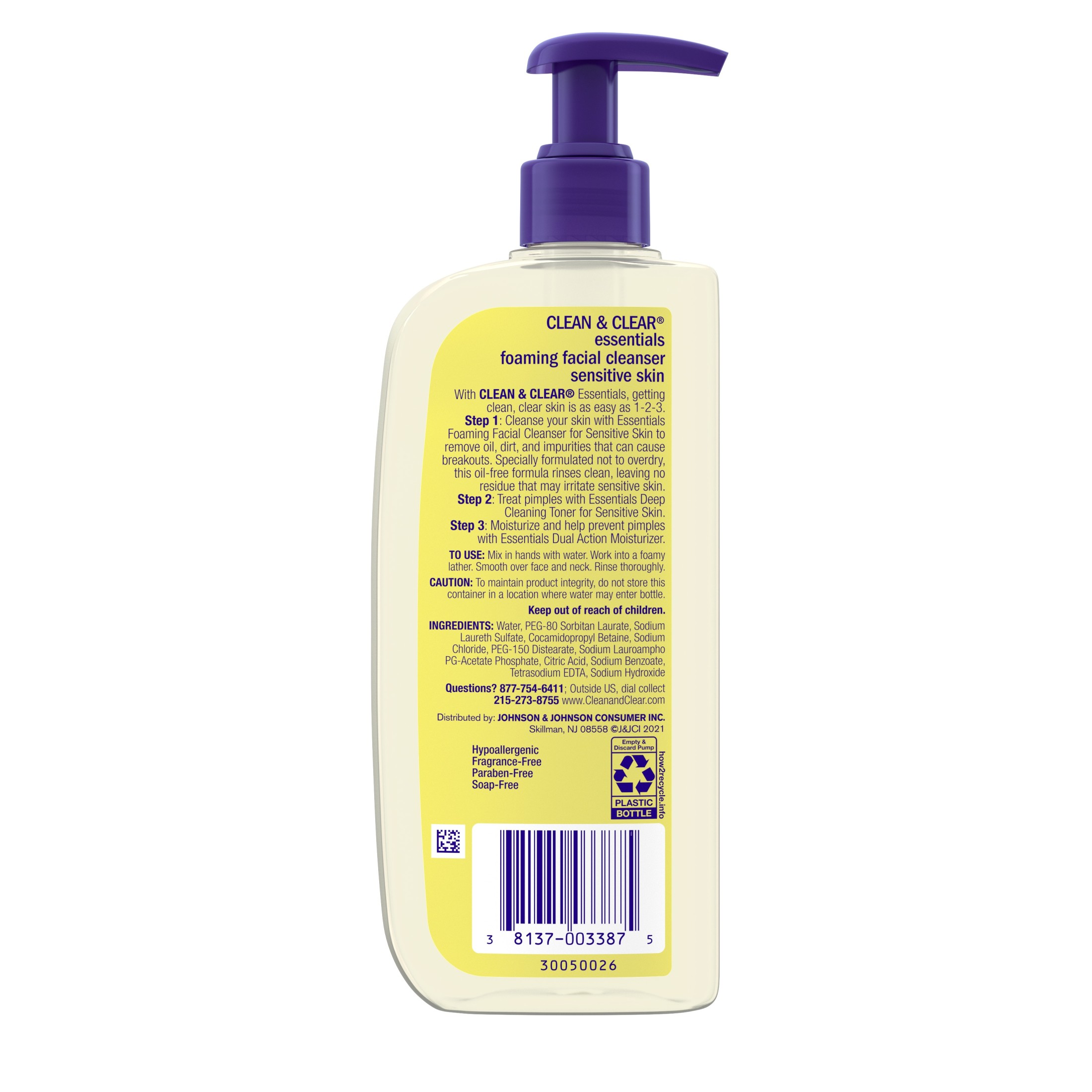 Clean & Clear Essentials Foaming Face Wash for Sensitive Skin 8 fl. oz - image 2 of 8