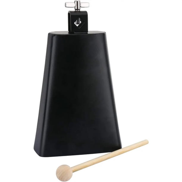 Campana de vaca de acero y Metal de 7 pulgadas, percusión de cencerro con mango para batería, animadores, bodas, fútbol, juegos deportivos