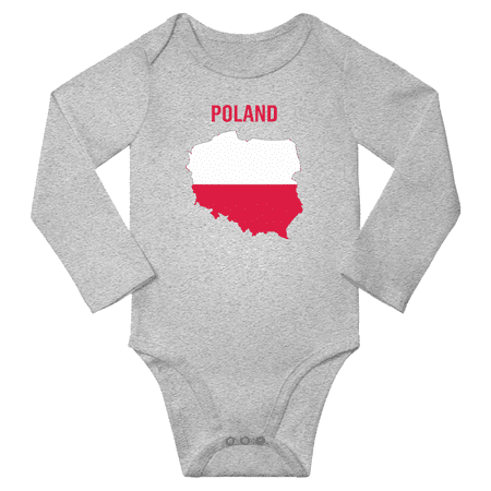 

Poland Flag Map Baby Long Slevve Rompers (Gray 18-24 Months)