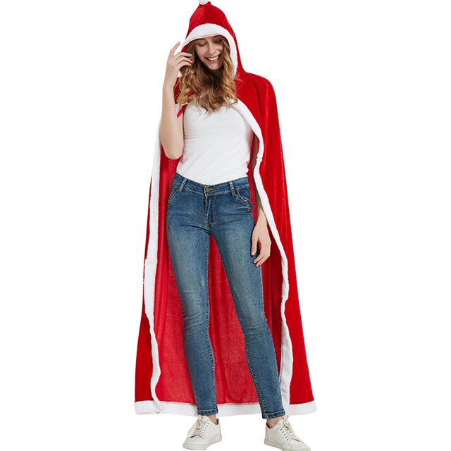 Capa de Navidad Capa de Papá Capa con Capucha Disfraz para Mujer Cosplay Escenario Disfraz,L