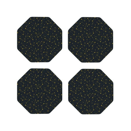 

Tideii Constellation for Leather Coasters 4 Pieces Anti-fouling and Anti-scalding Decorative Coasters Suitable for Restaurants Kitchens Coffee Shops-Octagon