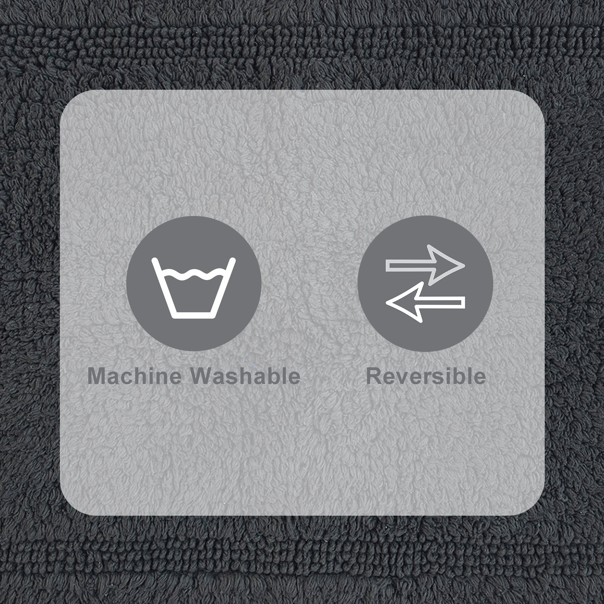 Better Homes & Gardens Cotton Reversible Bath Rug, Grey Shadow, 17" x 24"