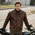 thumbnail image 4 of Dream Apparel Men's Motorcycle Biker Riding Leather Shirt Mens Light Weight Leather Shirt For Summer Riding Distressed Brown, 4 of 9