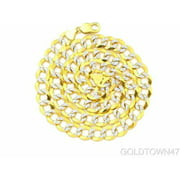Solid Men's Cuban Chain in 14k Yellow and White Pave Gold 3mm