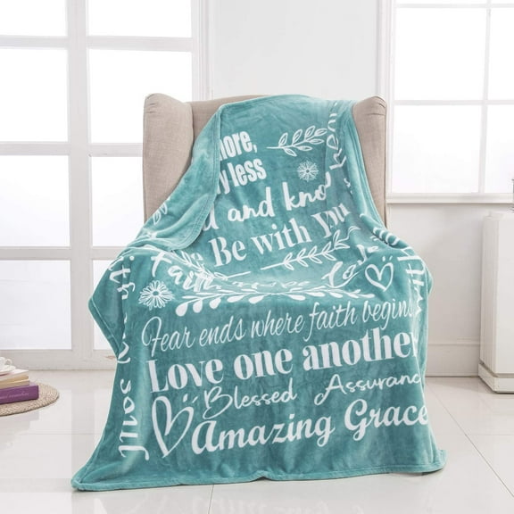 Christian Throw Blanket Religious Gifts - Inspirational Fluffy Blankets with Faith Hope Love Messages for Christian Gifts for Women | Snuggly Soft and Cozy Blanket Christian Decor | 50" X 60"