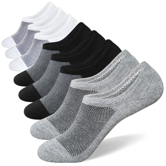 SIXDAYSOX No Show Socks for Men 8 pack Cotton Thin Low Cut Non Slip for Loafer Flats Sneakers Shoe Size 12-15