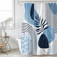 thumbnail image 6 of Polyester Fabric Blue Bohogeometric Shower Curtain, Bohemia Ethnic Abstract Lines Leaf Waterproof Bathtub Curtain Bathroom Decor Set with Hooks 72 x 72 Inches, 6 of 6