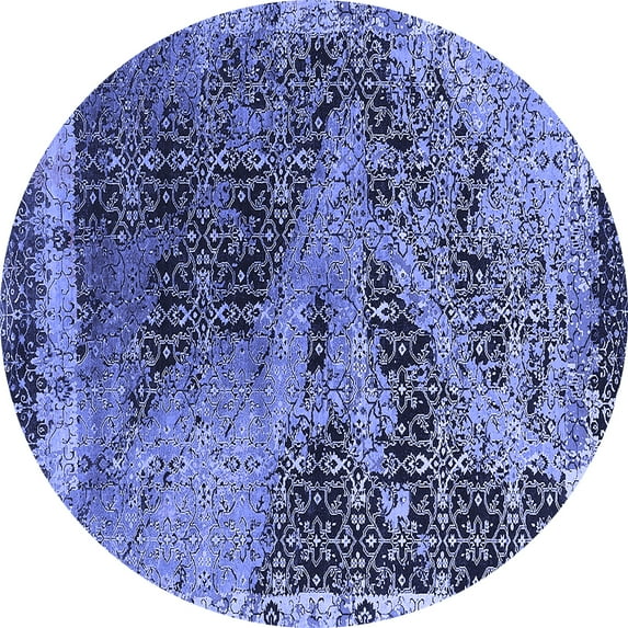 Ahgly Company Indoor Round Oriental Blue Industrial Area Rugs, 6' Round