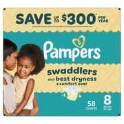 Pampers Swaddlers Diapers, Size 8, 58 Count