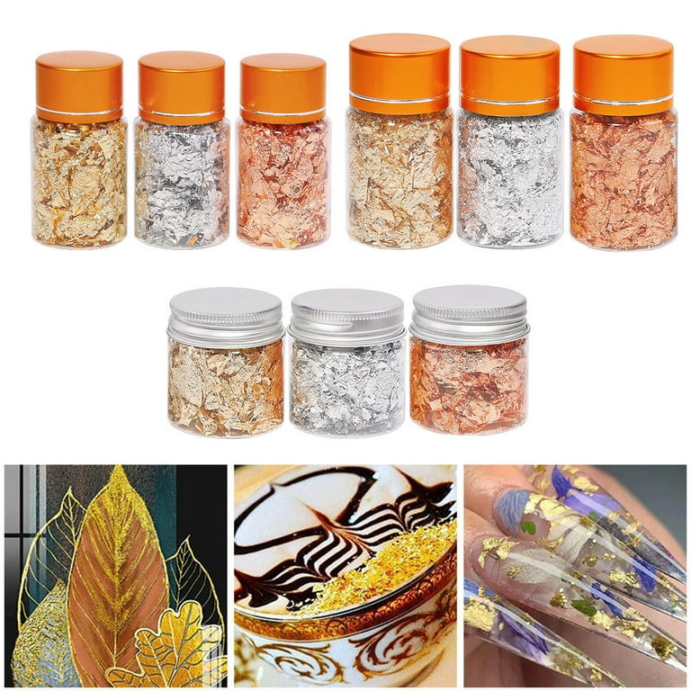Aibecy 3 Bottles Golden Foil Flakes Gilding Flakes Made of for Metallic  Foil Flakes for Nails DIY Painting Crafts Slime and Resin Jewelry Making  Gold Silver Copper Colors XB01 