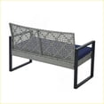 thumbnail image 6 of Patio 4-Piece Outdoor Furniture Set for Balcony Porch Backyard Garden, Gray Acacia Wood Table, Sky Blue Cushions |Light Gray|Wicker, 6 of 17