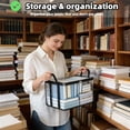 thumbnail image 7 of Clear Book Storage Bag with Reinforced Handles - Heavy Duty Plastic Comic Book Organizer & DVD Storage Bin - Collapsible Media Tote with Zipper Lid for Books, Journals and Albums - 15" x 9.5" x 12.6", 7 of 7