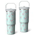 thumbnail image 2 of 1pc Flamingo 30oz Tumbler with Straw & Handle - Insulated Stainless Steel Cup | Holiday Gift for Man Women (Christmas, Valentine's, Birthday), 2 of 7