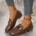 thumbnail image 2 of Mocassins Bruns pour Femmes à Bout Rond avec Talon Bloc Épais pour un Style Décontracté Confortable et Rehaussé, 2 of 9