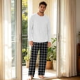 thumbnail image 6 of VV AVEORS Christmas Pajamas For Men Cotton Plaid Pajama Set Long Sleeve Pj Set Comfy Sleepewear Crew Neck Pajama With Pants Black XL, 6 of 7