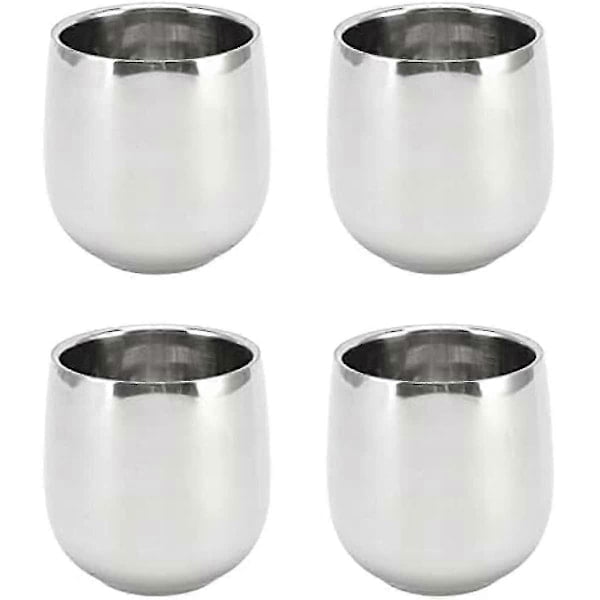4pcs Stainless Steel Coffee Cups, 200ml Double Wall Insulation Prevents Scalding Curved Mug For Home