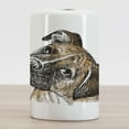thumbnail image 2 of Boxer Dog Ceramic Toothbrush Holder, Sketchy Hand-drawn Image of a Puppy Furry Domestic Pet Animal, Decorative Versatile Countertop for Bathroom, 4.5" X 2.7", Pale Brown Seal Brown, 2 of 4