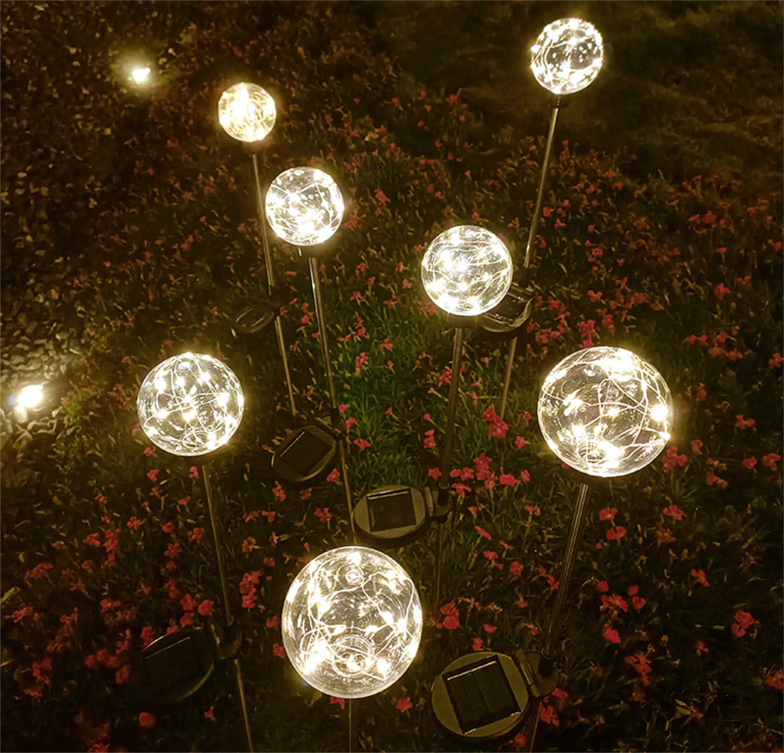 JilgTeok 3 Pcs Solar Garden Lights Solar Ball Lamps for Villa Yard Patio Landscape Decorative Insert Ground Lights Waterproof Outdoor Solar Lights