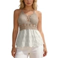 thumbnail image 3 of SHenli Womens Crochet Tank Tops Curved Hem Striped Short Sleeve Shirts Henley Going Out Basic Tees, 3 of 6