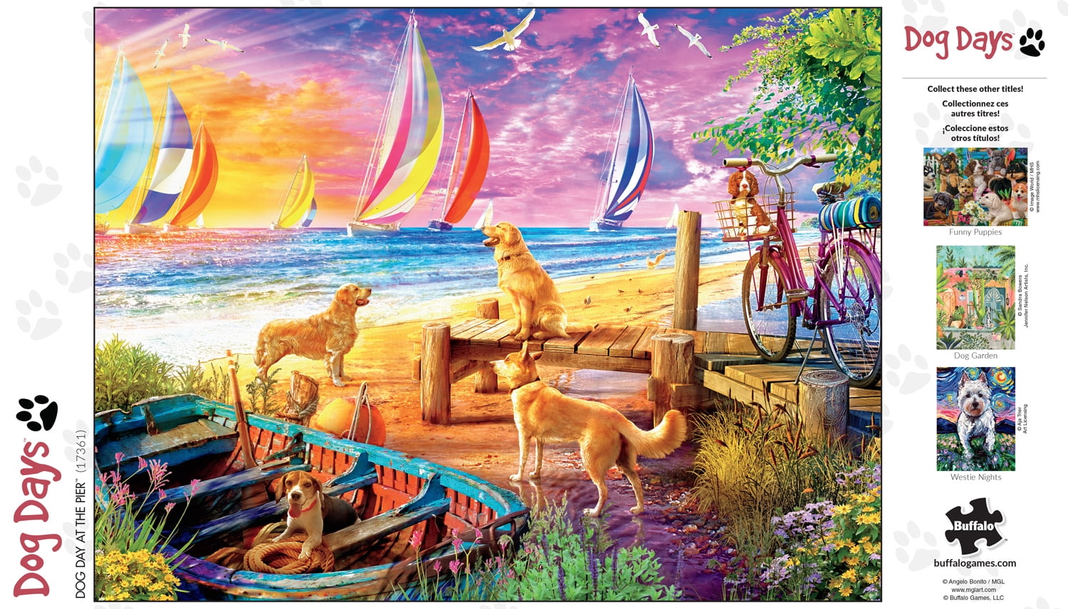 Buffalo Games 750-Piece Dog Day At The Pier Interlocking Jigsaw Puzzle