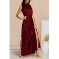 thumbnail image 7 of Women's Long Formal Satin Dress Mock Neck Sleeveless Side Slit Flowy Maxi Tank Dresses, 7 of 7