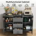 thumbnail image 3 of PPorfamilia Buffet Cabinet with Storage, Console Side Cabinet with Double Doors and 3 Drawers, Rustic Wood Sideboard Storage Cupboard for Kitchen Dining Room Entryway, Black, 3 of 7