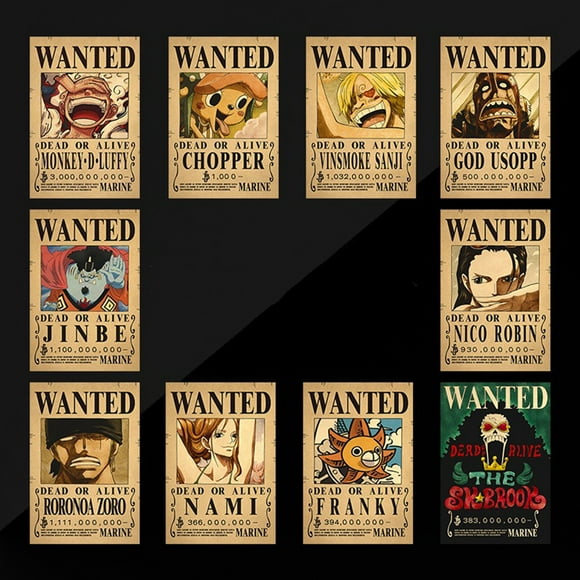 Royalbelle Kraft Paper Posters une Seule Pièce Luffy 1,5 Milliards de Prime Voulait Posters Vintage Anime Stickers Muraux