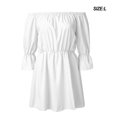 thumbnail image 4 of Women Dress Off Shoulder Solid Color Clothing Ruffled Sleeve Fall Dress, White, L, 4 of 8