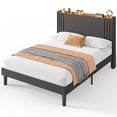 thumbnail image 2 of Hot Sale Wingback Upholstered Queen Bed Frame, Sturdy & Noise-Free Platform Bed, No Box Spring Required, Easy Assembly Dark Grey, 2 of 10