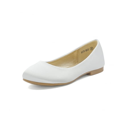 

Dream Pairs Girls Dress Shoes Slip on Ballerina Flats（Toddler/Little Kid/Big Kid MUY WHITE/SATIN Size 9