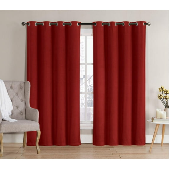 VCNY Home Polyester Blackout Grommet Curtain Pair, Red, 1" x 52", Set of 2