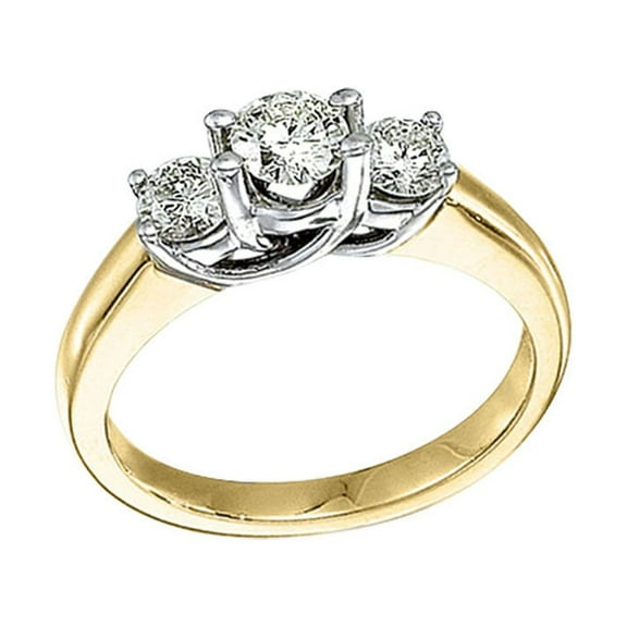 14k Yellow Gold 1.00 Ct Three Stone Trellis Diamond Ring