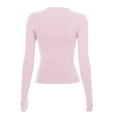 thumbnail image 5 of eileial Women'S Lightweight Baselayer Scoop Top | Long Sleeve | form Fitting | 4-Way Stretch | Thermal,Pink L, 5 of 5