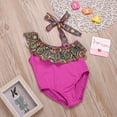 thumbnail image 3 of Kids Baby Girl Single Shoulder Monokini Toddler One Piece Swimwear Ruffled Beach Bathing Suit, 3 of 10