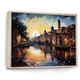 thumbnail image 2 of Designart "Yellow Canal City Reflections Pointillism II" Canals Floater Framed Wall Art Print, 2 of 7