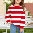 thumbnail image 2 of VNKIDY Girls Boys Sweatshirts Kids Color Block Striped Long Sleeve Pullover Crewneck Loose Fit Athletic Top For Casual Daily Outdoor Activities Soft Top Red 100, 2 of 4
