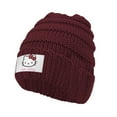 thumbnail image 2 of Hello Kitty Ponytail Beanie for Women Winter Warm Beanie Tail Soft Stretch Cable Knit Messy High Bun Hat Red, 2 of 6