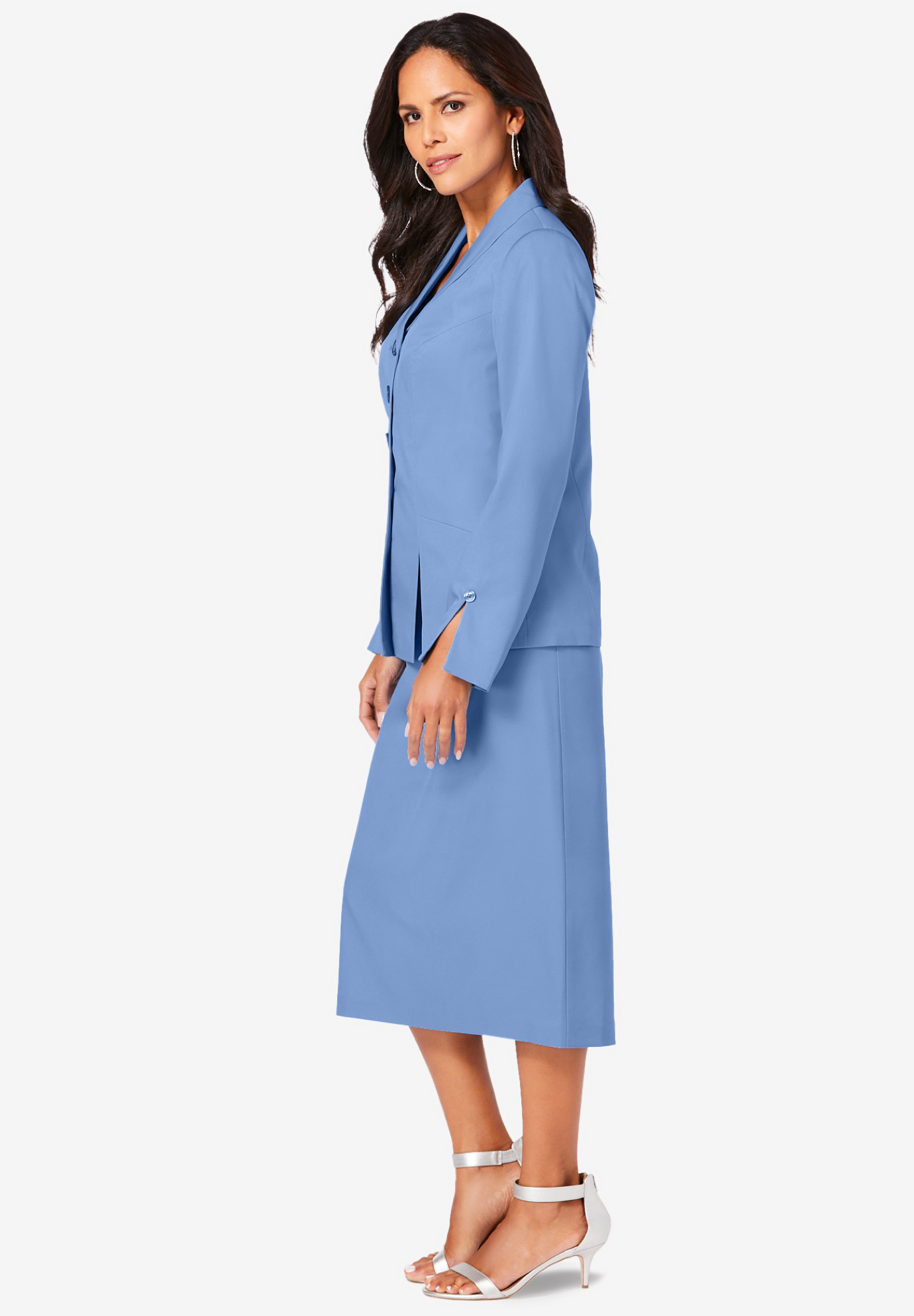 Roaman's Women's Plus Size Two-Piece Skirt Suit With Shawl-Collar Jacket Skirt Suit - image 4 of 5