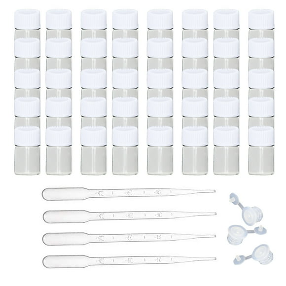 100 paquetes de botellas de aceite esencial, viales de aceite de 2 ml con gotero, botellas de muestra, mini botellas de vidrio y contenedores.