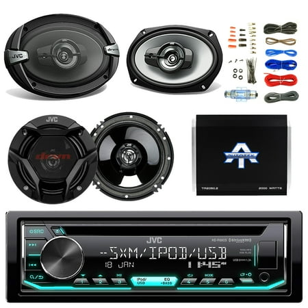 jvc kd-r670 cd/mp3 am/fm radio player car receiver bundle combo with 2x jvc 300w 6.5" 2-way car audio speakers + 2x 6x9" 3-way stereo speaker + 1600 watt class a/b amplifier + boss 8g amp in