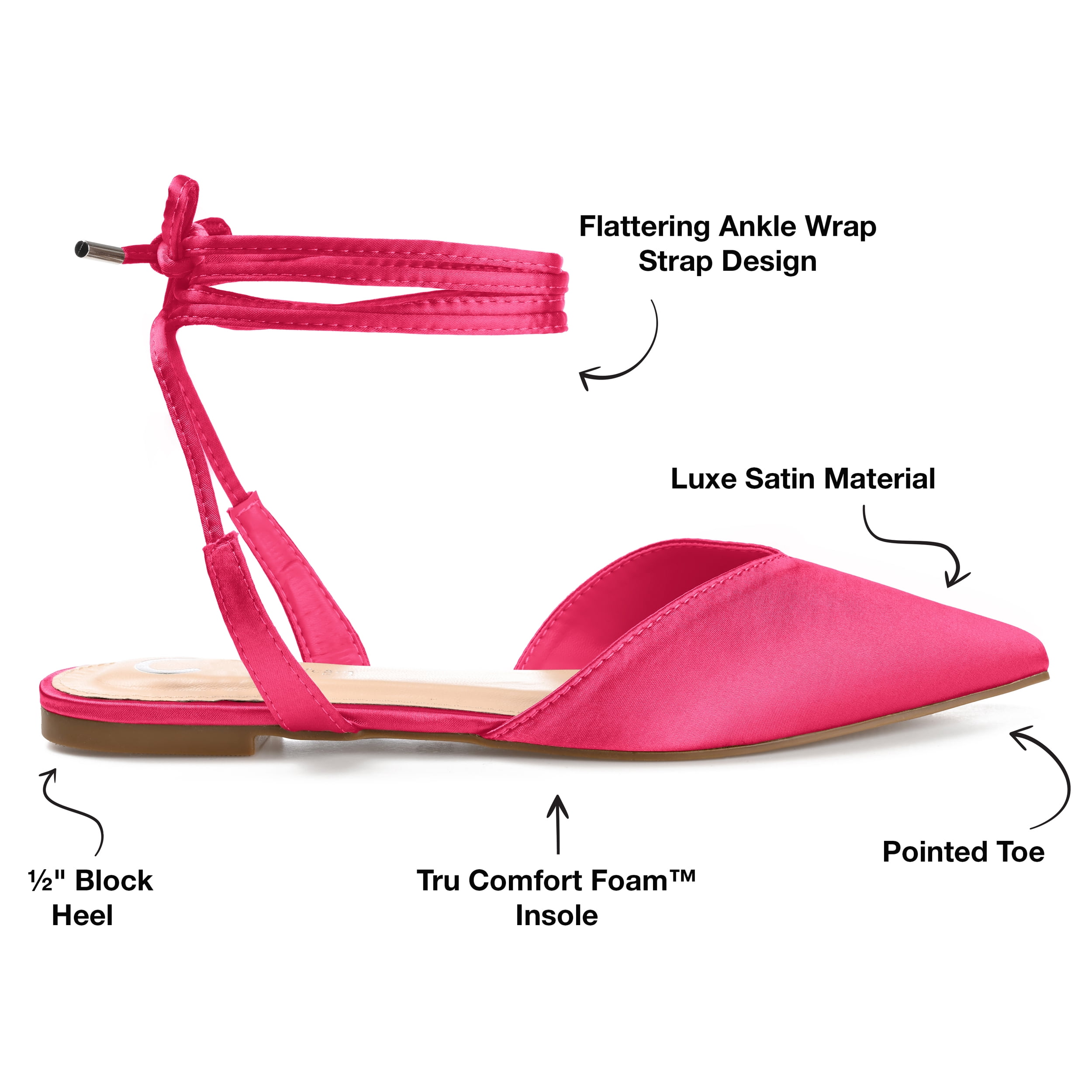 Journee Womens Theia Tie Up Pointed Toe Ballet Flats