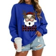 thumbnail image 6 of larppty Women Christmas Sweatshirt Crewneck Shirt Long Sleeve Xmas Santa Print Pullover Oversized Holiday Tops (Blue, S), 6 of 9