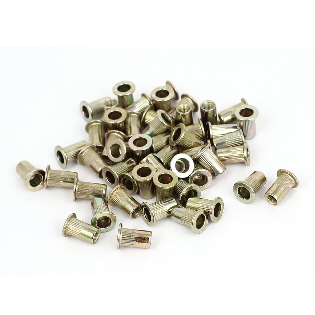 4mm Thread Dia 11mm Long Metal Rivet Nut Insert Nutsert Gold Tone 50Pcs 4mm Thread Dia 11mm Long Metal Rivet Nut Insert Nutsert Gold Tone 50Pcs