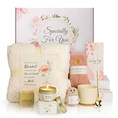 7 Pcs Self Care Gifts for Women Get Well Soon Gifts,Thinking of You Care Package Sympathy/Birthday Gift Baskets Inspirational Hug in a box Gifts for Women,Mom,Her,Wife,Friend,Grandma