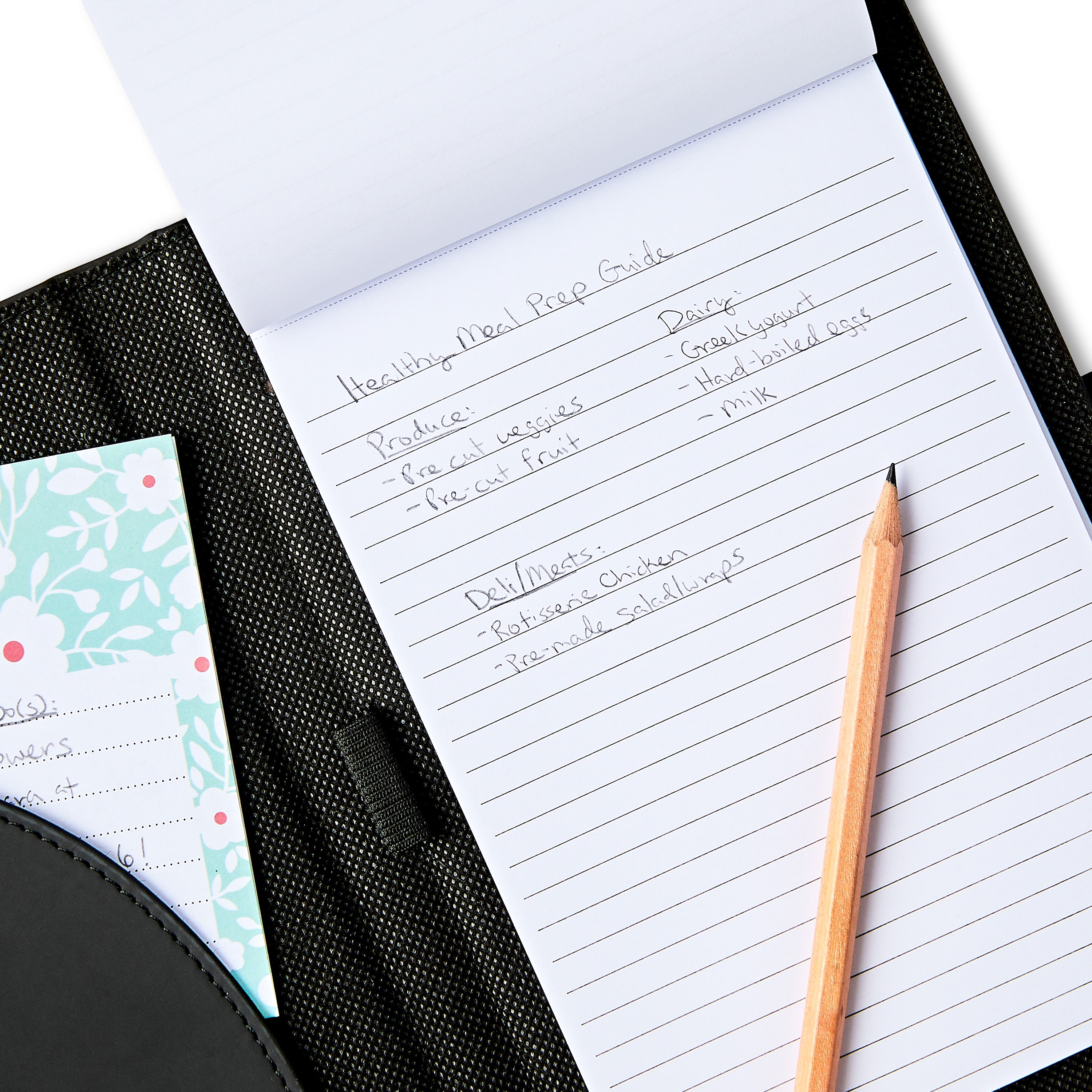 Pen + Gear Medium Leatherette Padfolio, Black Color, College Ruled Writing Pad, 1 Pack
