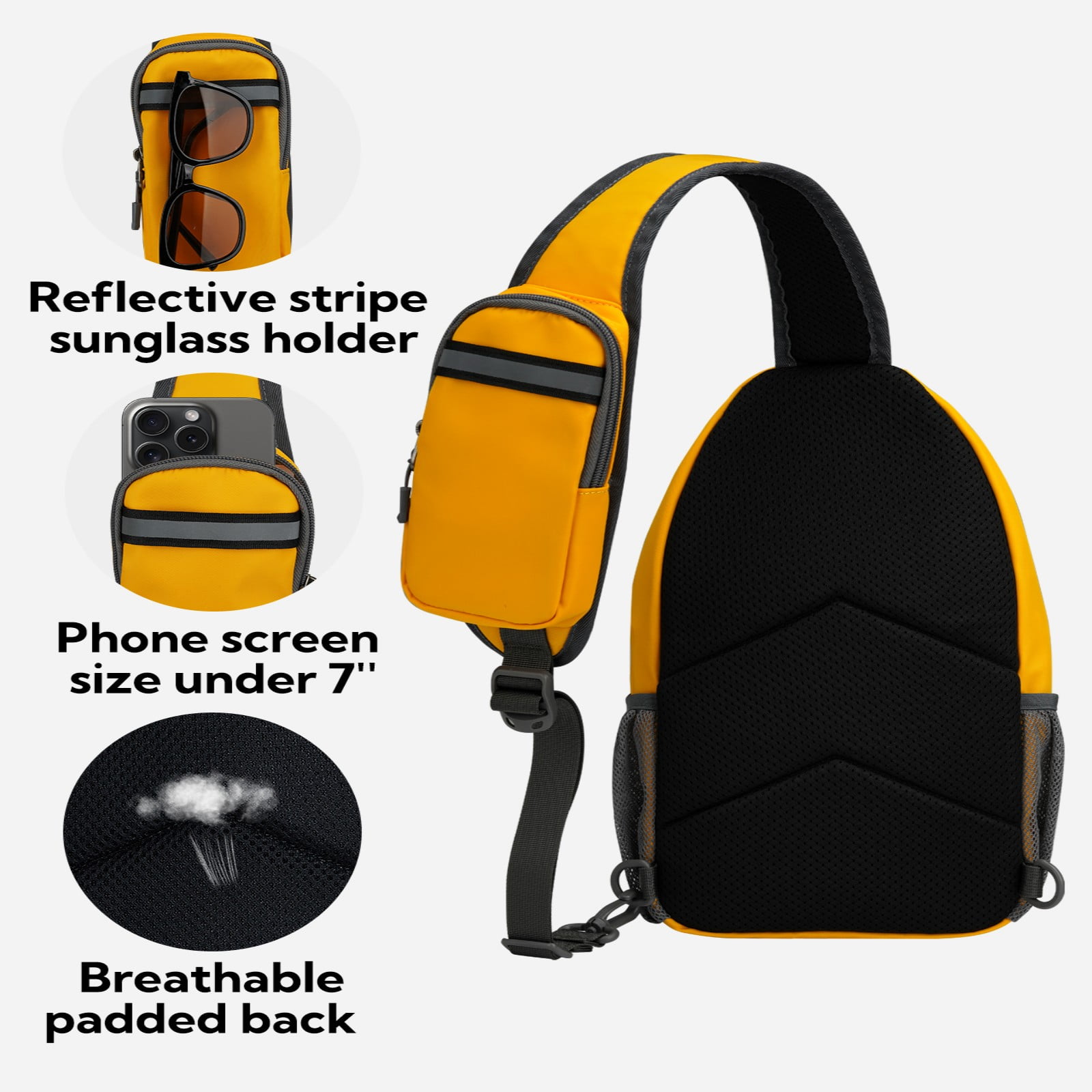 WATERFLY Unisex Hiking Travel Nylon Sling Bag Cross-Body Shoulder Chest Bag,Bright Yellow