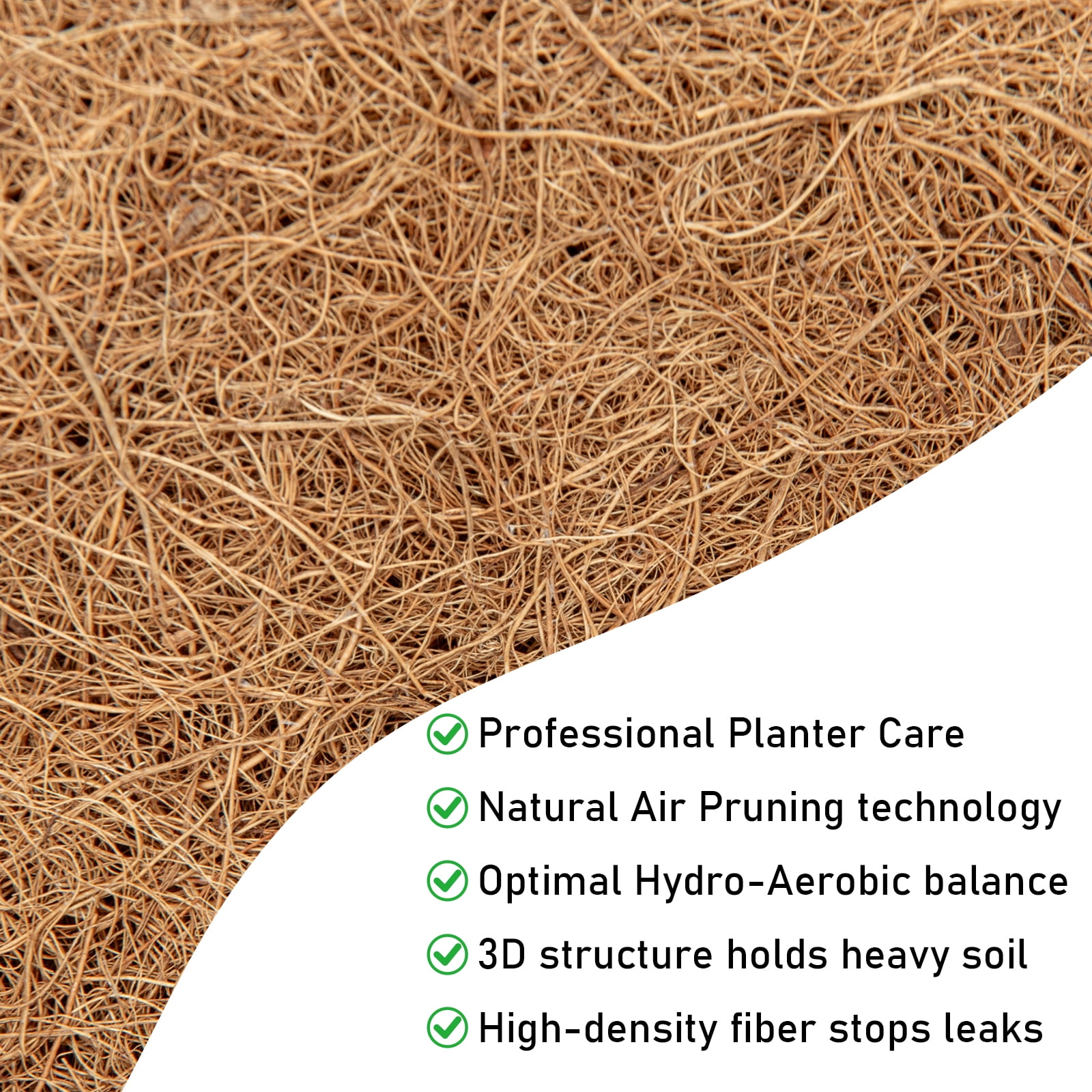 24" Coconut Coir Planter Liner 4 Pack, Preformed Coco Fiber Replacement for Window Box, Deck Railing & Hanging Baskets, Natural Plant Basket Insert