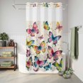 thumbnail image 6 of No Hook Shower Curtain, Colorful Butterfly Shower Curtains for Bathroom with See Through Top Window, Elegant Pastoral Butterflies Rustic Watercolor Waterproof Bath Curtain Stand Up Stall 36"x72", 6 of 9
