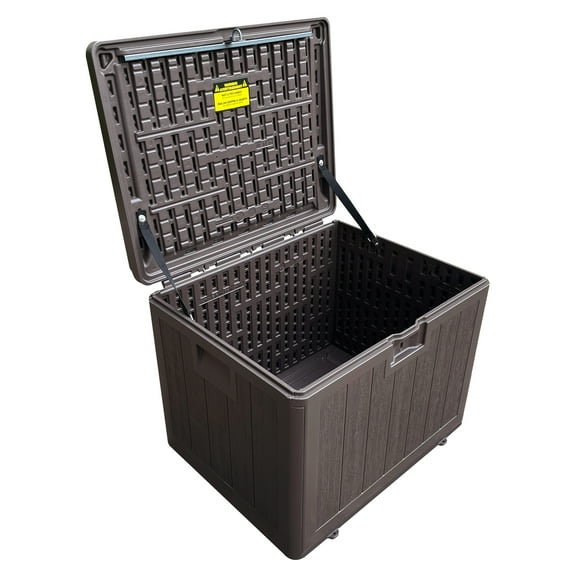 CIRUI 35-Gallon Outdoor Plastic Deck Box with Handle and Lockable Lid, Waterproof Indoor and Outdoor Home Storage Box, Suitable for Patio Furniture, Cushions, Pool, and Garden Tools - Brown