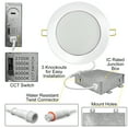 thumbnail image 3 of NUWATT 3 Inch Slim Recessed LED Ceiling Light (6 Pack) 6W, 5 CCT: 2700K-5000K, 420 lumens, 120V, Dimmable, IC Rated, w/ J Box, White Trim, 3 of 6